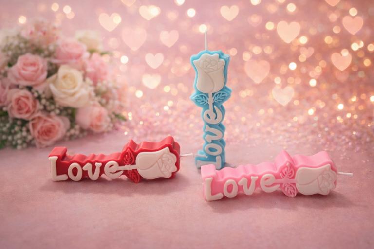 Bougie rose Love